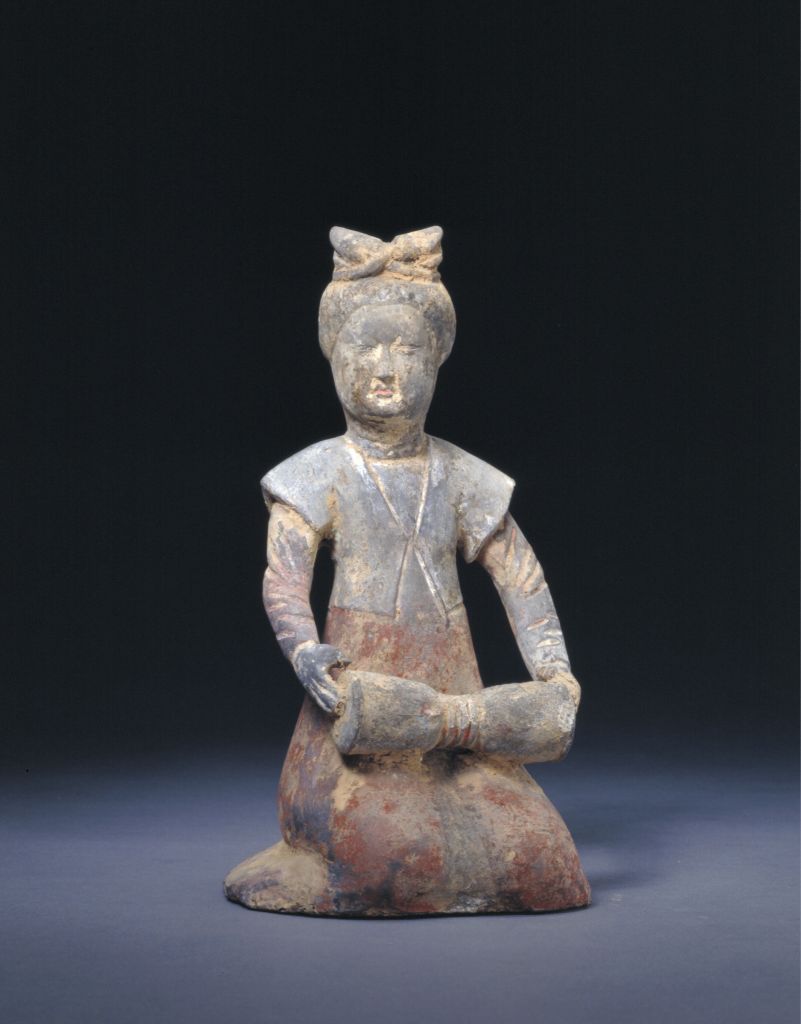 图片[1]-Pottery painted female figurines with waist drum-China Archive